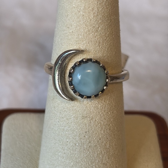 Jewelry - 🩵 NEW Natural Larimar 925 Sterling Silver Ring size 7.5 adjustable